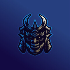 Samurai skull esport mascot logo