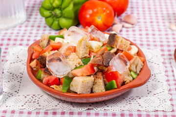 typical cold Portuguese Gaspacho meal