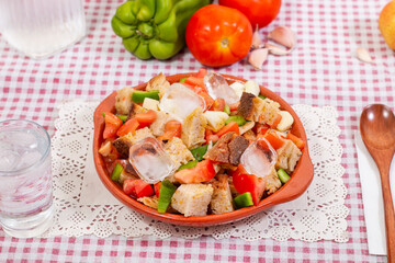 typical cold Portuguese Gaspacho meal