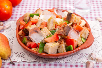 typical cold Portuguese Gaspacho meal