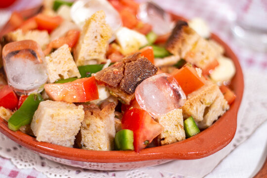 typical cold Portuguese Gaspacho meal