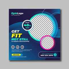 Gym Fitness Workout Exercise Boxing Training Square Banner Social Media Post