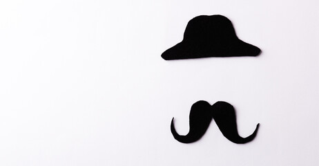 Black mustache, studio shot isolated on white background, Prostate cancer awareness month, Fathers...
