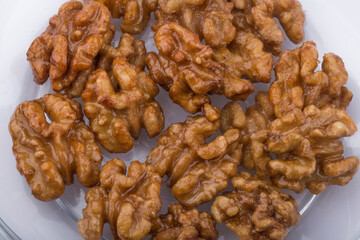 bunch of nutrient fresh walnuts without shell.