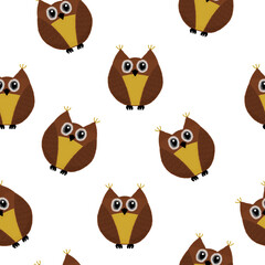 seamless pattern with cute owls on a white background