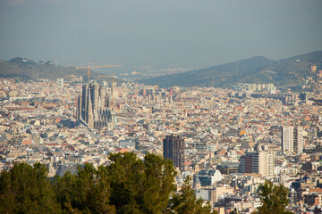 The skyline of Barcelona, Spain