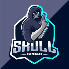 Skull squad with gun mascot esport logo