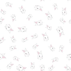 Hand Drawn Cute Bunny Pattern, print design rabbit background, children print textile design