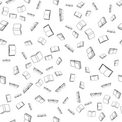 Seamless pattern with outline decorative books. Vector illustration