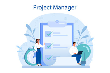 Project management concept. Successful strategy, motivation and leadership