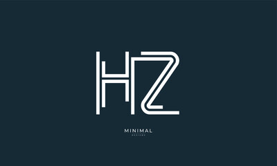 Alphabet letter icon logo HZ - obrazy, fototapety, plakaty