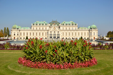 Belvedere Palace in sunny autumn day, Vienna Austria