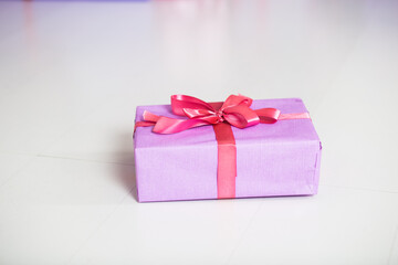 pink gift box with ribbon