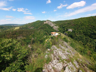 Fototapeta na wymiar Valley with village Svaty Jan pod Skalou
