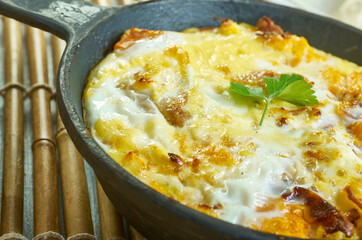 Bacon, ricotta,  pumpkin oven-baked frittata