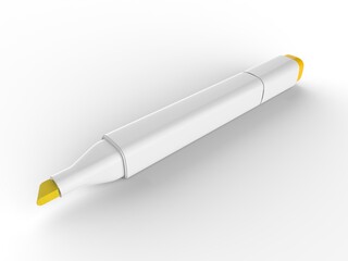 3D pen pencil marker yellow rendering white