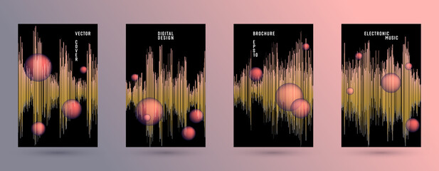 Music banners set with sound wave background.