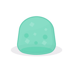 illustration of a green gelatin with melon or avocado flavor sitting on a plate. jelly food vector. flat style. can be used for design elements, landing pages, UI, icons.