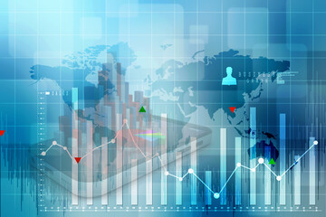 2d rendering Stock market online business concept. business Graph 