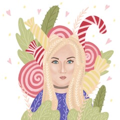 girl - sweet tooth, with cute horns on her head