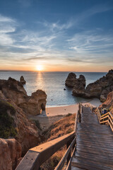 Camilo's beach (Praia do Camilo) during sunrise, Lagos, Algarve, Portugal