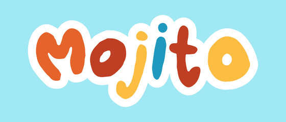 Names of alcoholic drinks. Handwritten lettering text isolated on blue backgroud. Template for bar menu, poster or banner. Simple typographic design