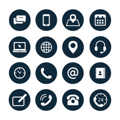 Contact information icons. Vector minimal symbols