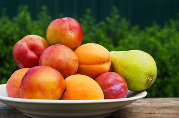 Apricots, plums and pear