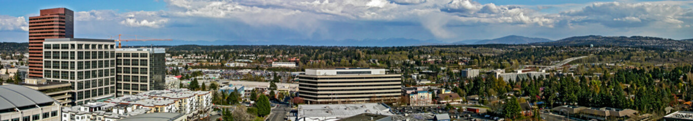 Fototapeta na wymiar Elevated view Bellevue Washington panorama looking northeast from downtown 2005.
