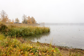 By the lake in autumn