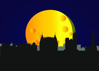 Fototapeta premium genoa city skyline in italy