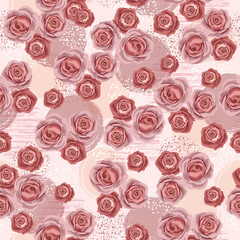 Seamless vintage floral pattern for gift wrap, fabric, cower and interior design. Roses and abstract elements