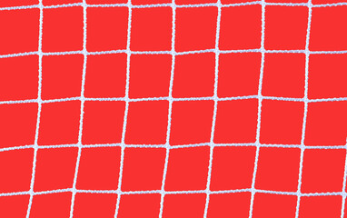 White mesh isolated on red background. Shadow. Close-up. Top view.
