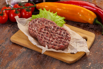 Raw burger cutlet