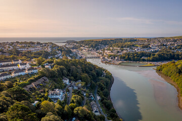 The Beautiful Coastal Town of Looe in Cornwall UK Seen From The Air in Summer