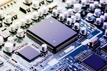 Fototapeta na wymiar Electronic circuit board close up.
