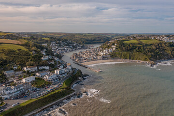 Fototapeta na wymiar The Coastal Town of Looe in Cornwall UK Seen From The Air