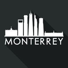 Monterrey Mexico America Flat Icon Skyline Silhouette Design City Vector Art Famous Buildings.