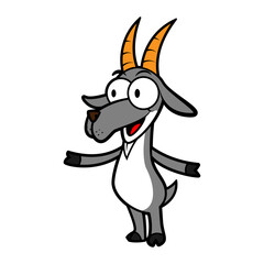 Funny little Goat cartoon characters standing and greeting, best for food or drink product from husbandry, Vector