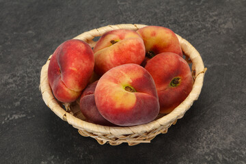 Sweet ripe tasty flat peach