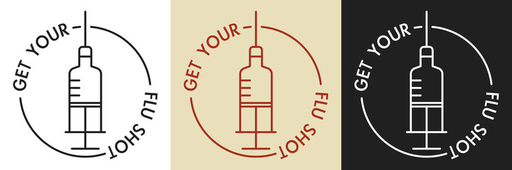 Get Your Flu Shot icon set in different style. Flat design. 