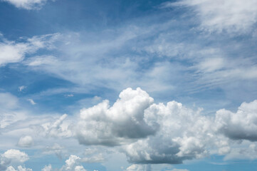 White fluffy clouds with blue sky