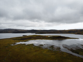 Aerial scenic landscape from Iceland, beautiful nature landscape aerial panorama, Highlands