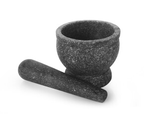 Stone mortar isolated on white background.