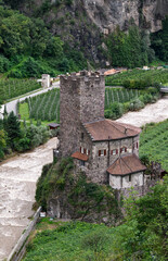 Fototapeta na wymiar View of Castel Novale - Schloss Ried on Talferbach river