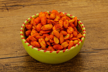Chili peanut snack in the bowl
