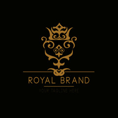 royal crown emblem royal brand illustration logo design.