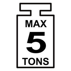 Maximum weight limit up to 5 tons . Isolated vector illustration.