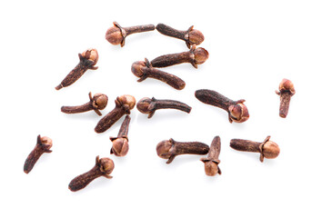 dry cloves on white background