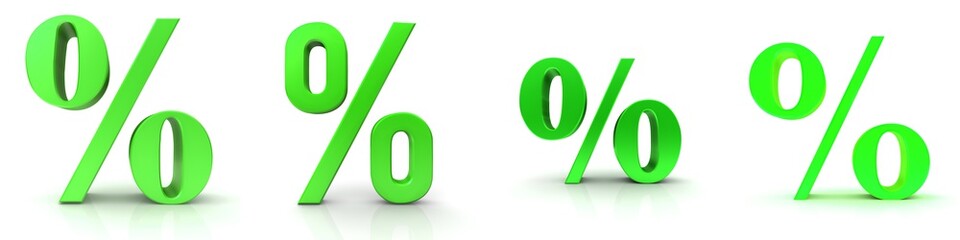 Percentage percent percentile sign symbol interest rate icon 3d green